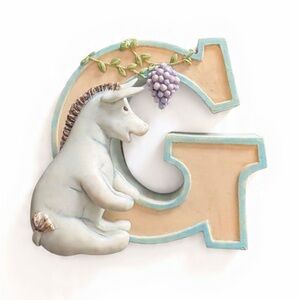 🧸2/30 Vintage Disney Classic Winnie The Pooh Eeyore Ceramic Alphabet Letter “G”